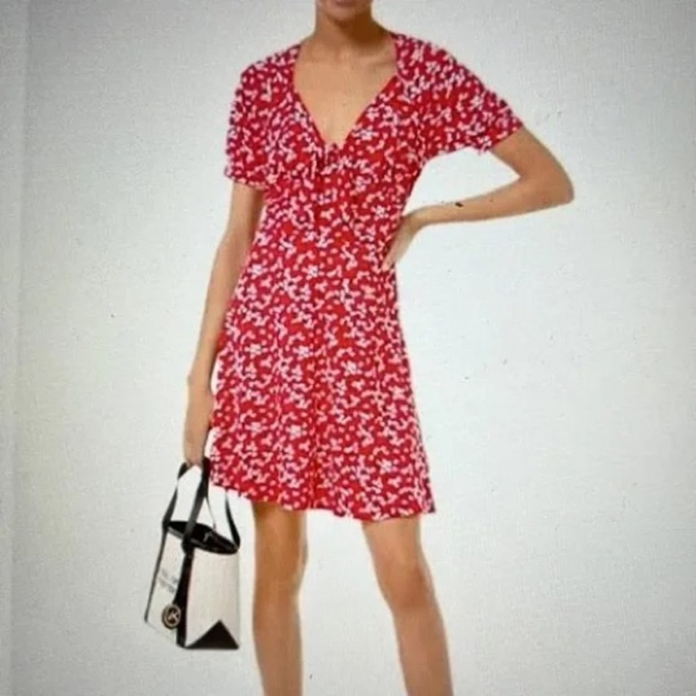 Michael Kors red and white short sleeve dress